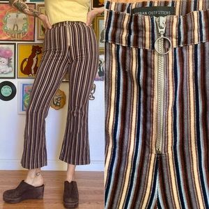 Urban Outfitters vintage inspired corduroy striped flares with O ring zipper